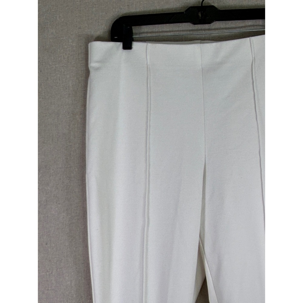 Ruby Rd Womens White Pintuck Seam Pull On Straight Leg Stretch Pants Size L